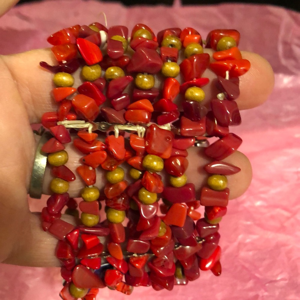 Wide beaded bracelet